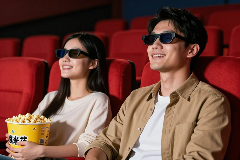 情侣影院观影时刻:沉浸3D电影与甜蜜暖光