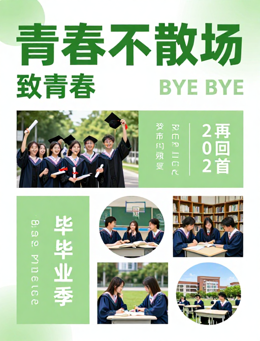 青春不散场:清新活力毕业季纪念海报