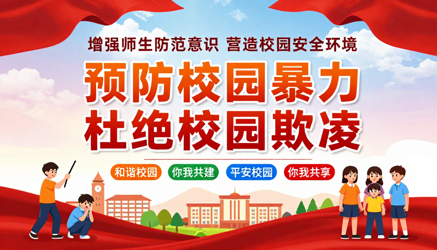 红色中国风校园安全公益宣传海报