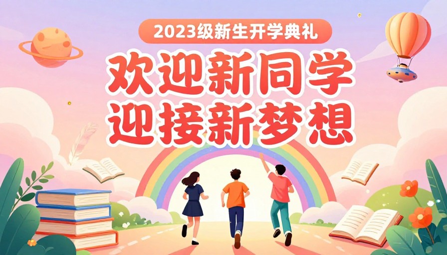 梦幻启程:2023级新生开学典礼插画海报