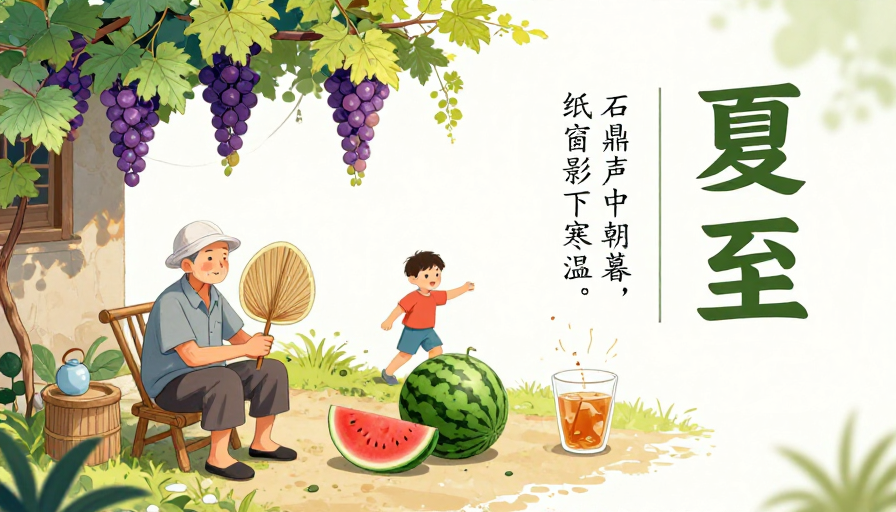 夏日清凉:古风插画夏至诗意庭院