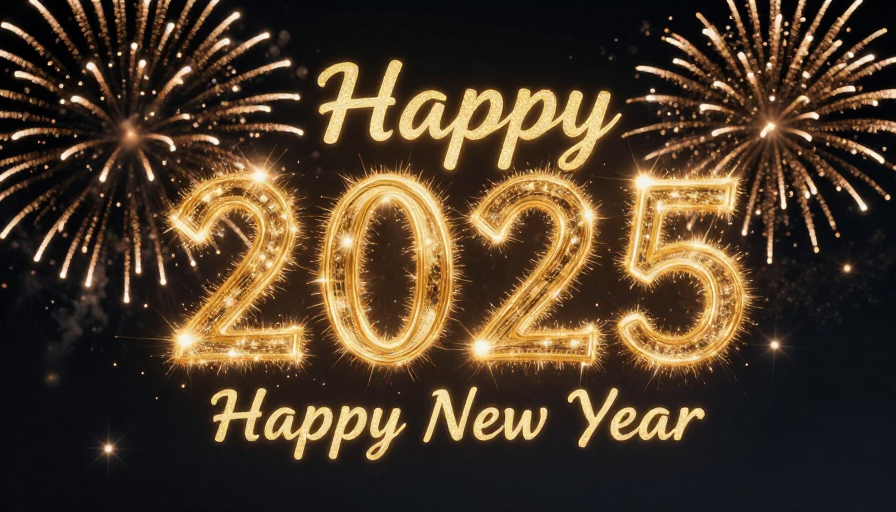 金焰璀璨：2025新年快乐闪耀贺卡