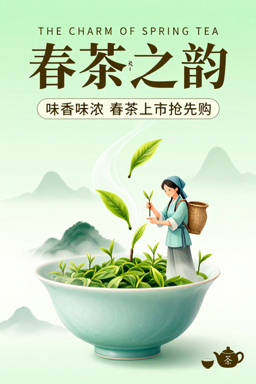春茶之韵:清新中国风春茶上市海报