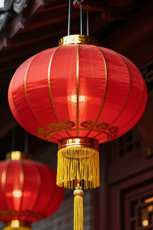 传统红灯笼特写：节日暖光与中式美学