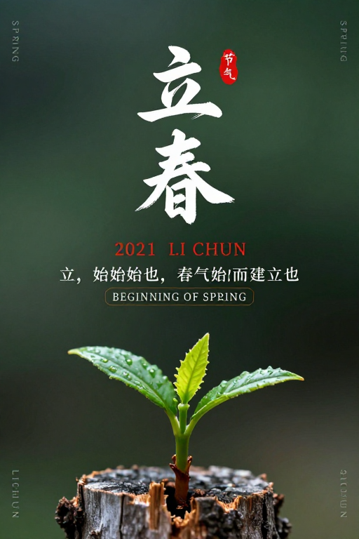 中国风立春节气海报:书法与自然诗意的融合