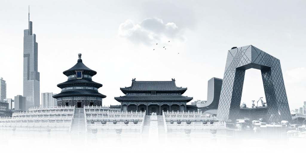 蓝调极简风：现代与传统城市地标交融