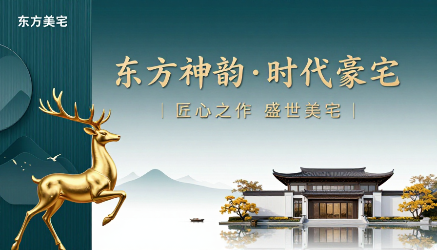 东方神韵·时代豪宅:新中式美学建筑海报