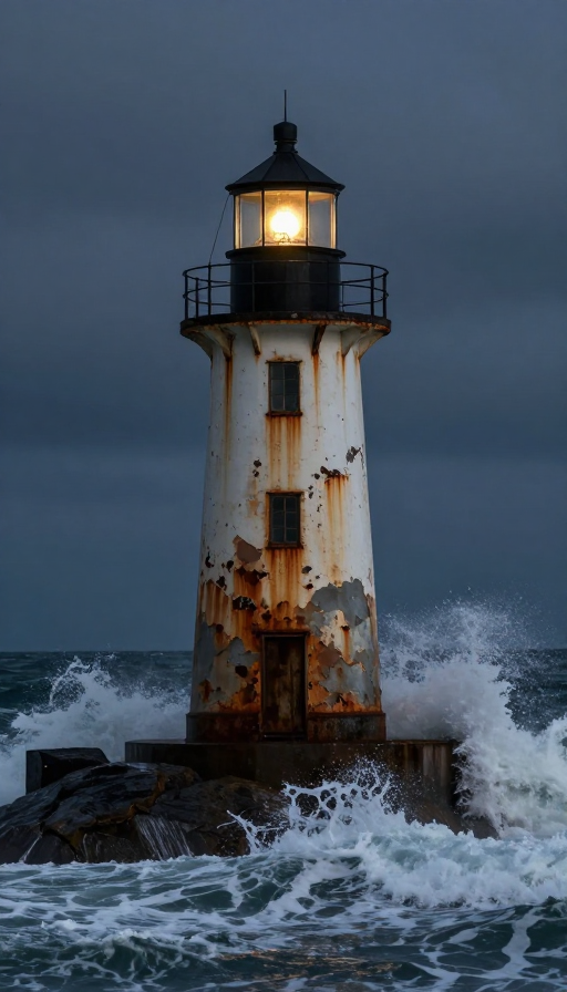 锈迹灯塔守望希望光芒