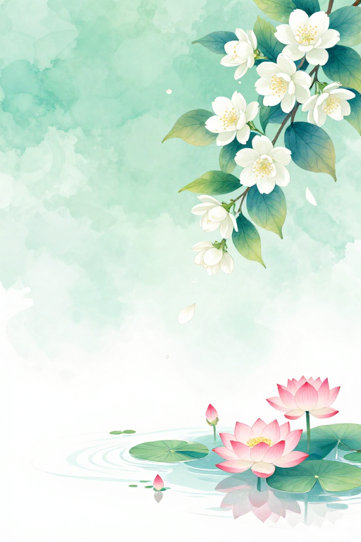 青韵茉莉·静谧水景水墨意境