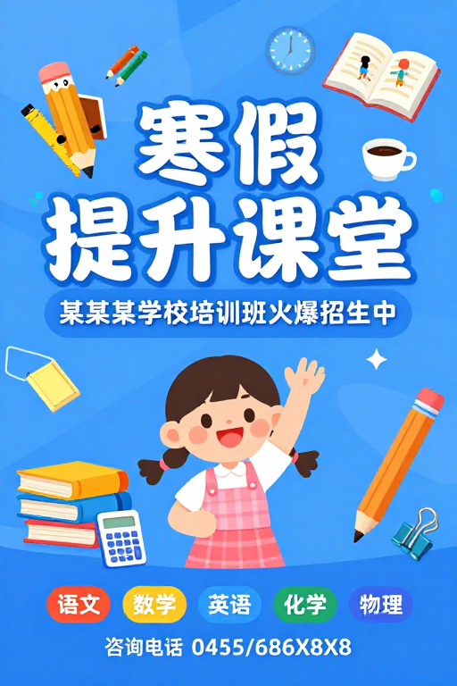 寒假提升课堂：明亮童趣学习季海报