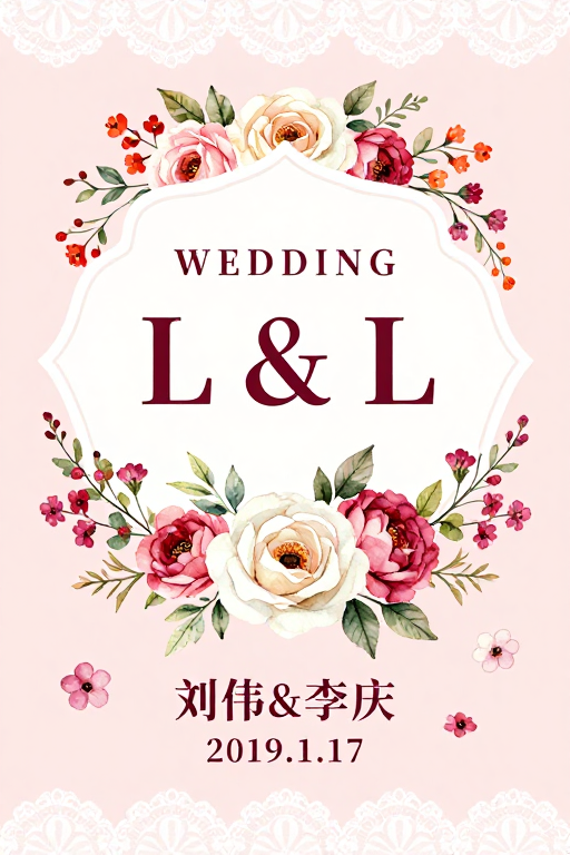 柔美水彩风婚礼邀请函设计,浪漫典雅