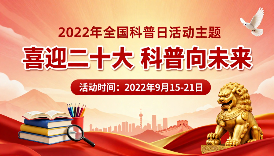 红色喜庆氛围下的科普宣传海报