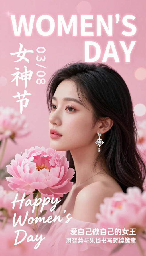 粉色梦幻·女性力量海报:女神节特别呈现