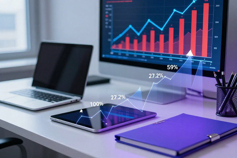 现代办公金融数据分析冷调摄影