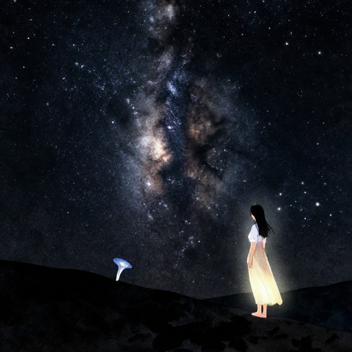 水彩星空：星河璀璨，牵牛织女诉说思念
