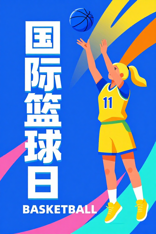 国际篮球日：活力撞色运动海报
