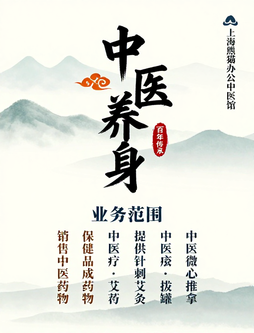 淡雅水墨风中医养生海报设计