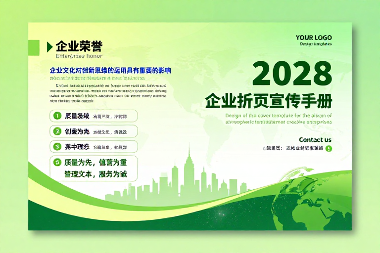 绿动未来:2028生态科技企业宣传折页封面设计