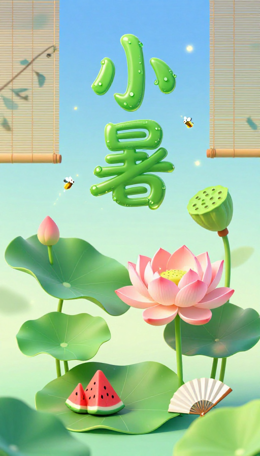 小暑清凉季·中国风3D艺术海报