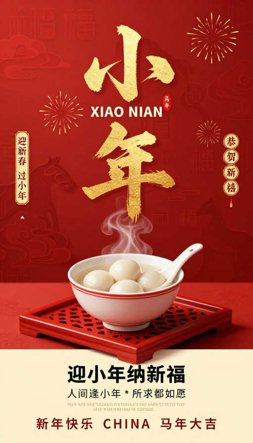 中国风红色小年节日海报