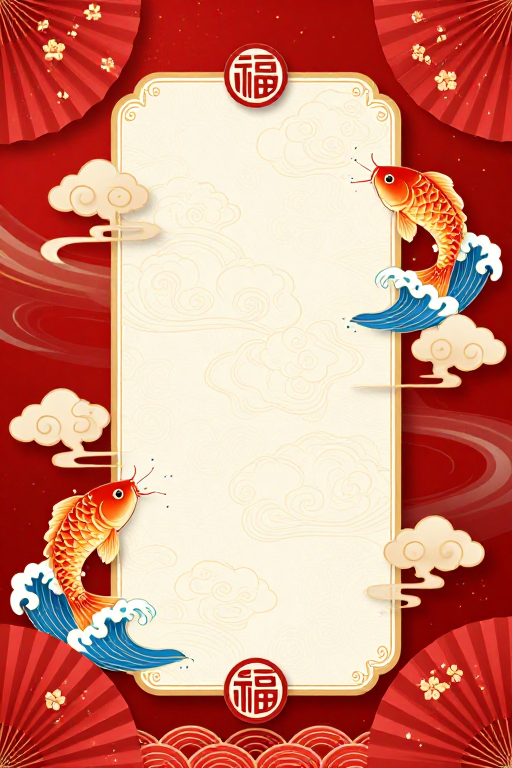 红色福字留白·中式喜庆插画背景
