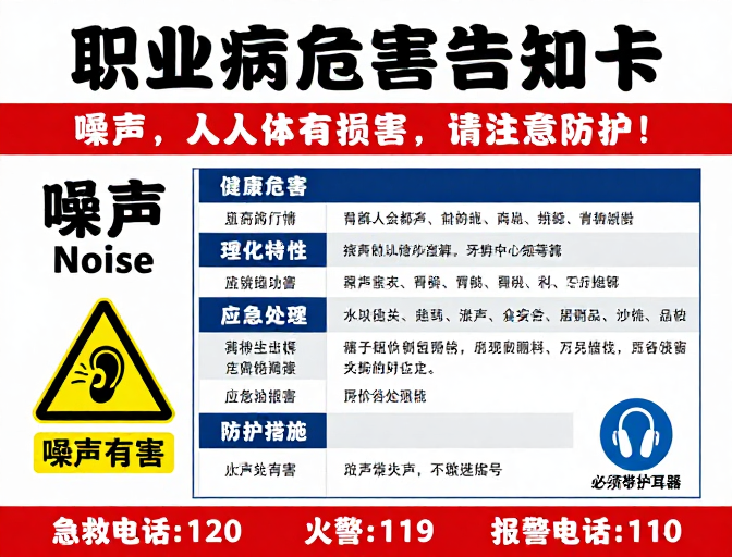职业病危害告知卡：噪声防护与安全警示