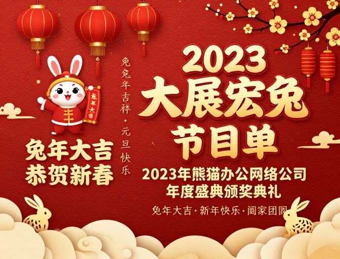 2023兔年新春喜庆中国风海报
