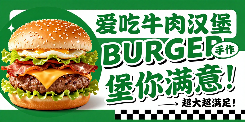 绿色手作汉堡海报:视觉盛宴与美味诱惑