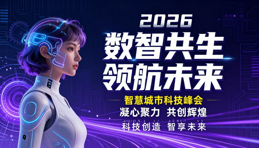 数智共生 领航未来：2026科技峰会视觉海报