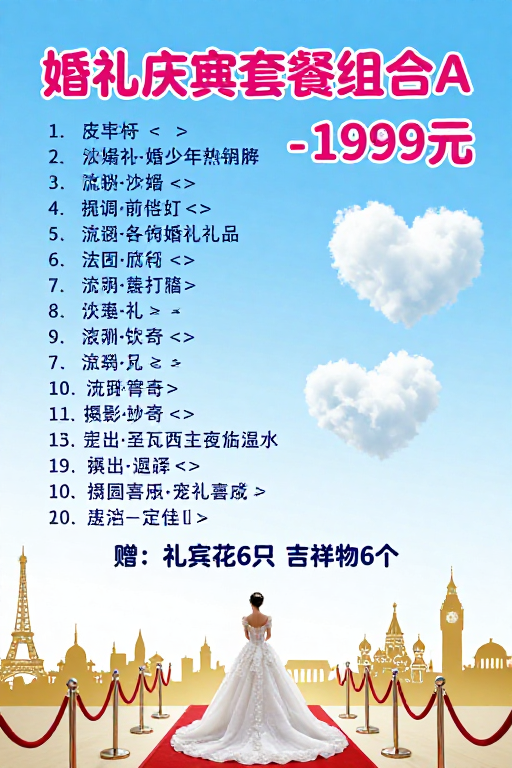 婚礼庆典特价套餐A：浪漫婚嫁优惠海报
