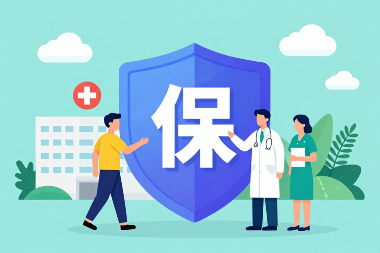 健康守护盾·扁平医疗插画图