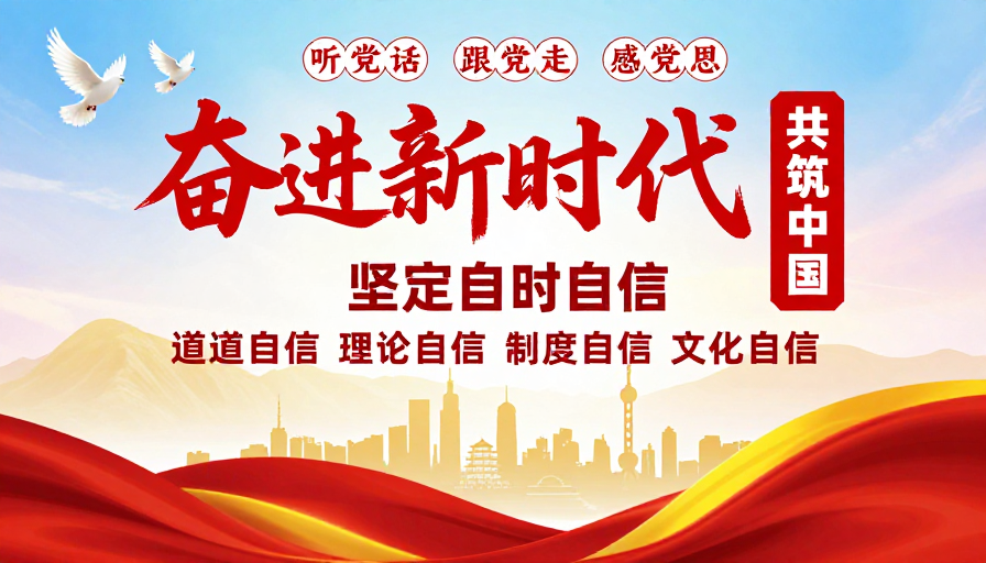 奋进新时代共筑中国梦：红色书法与艺术海报