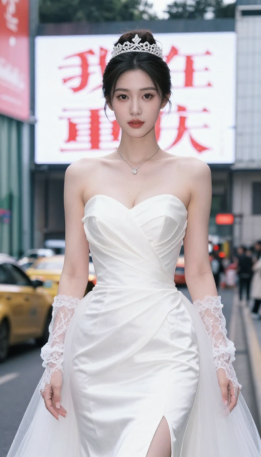 重庆网红打卡地抹胸婚纱写真，超高清美女人像