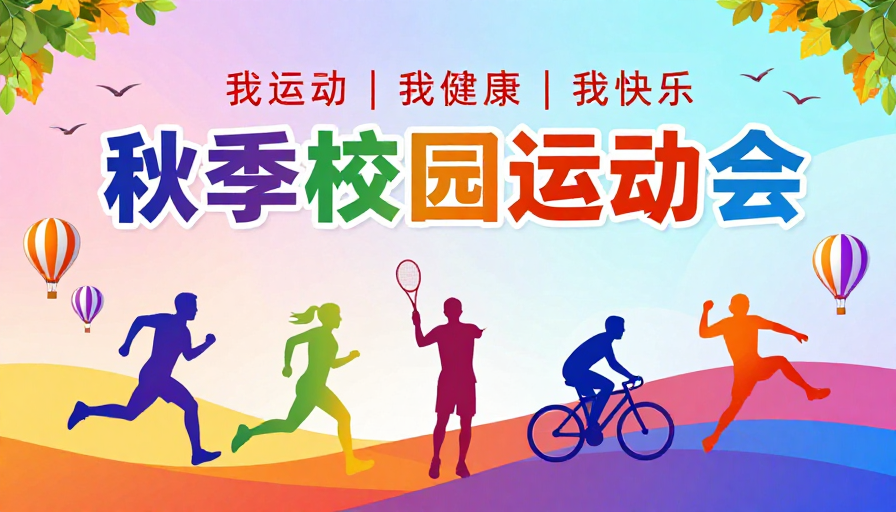 秋日校园运动会：活力青春插画海报