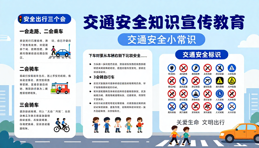 清新专业的交通安全知识宣传海报