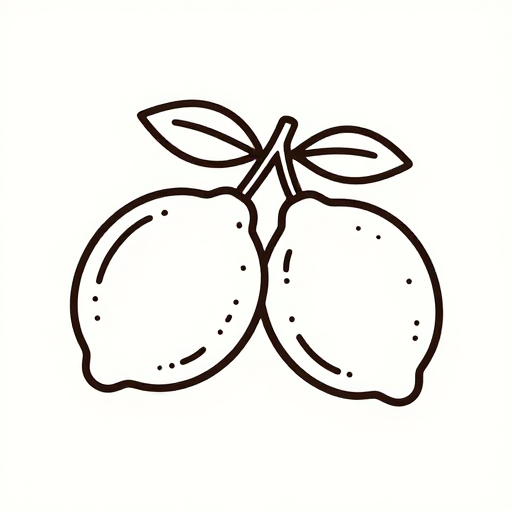 简约线条双柠檬艺术插画