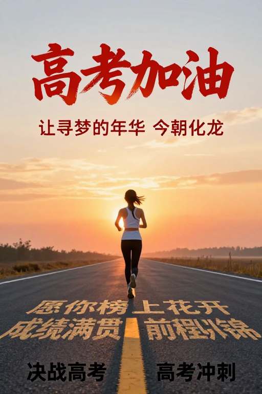 高考加油：暖色日出下的奋进青春
