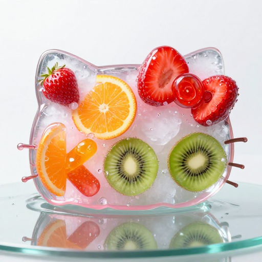冰块水果Kitty Logo：清新夏日清凉设计