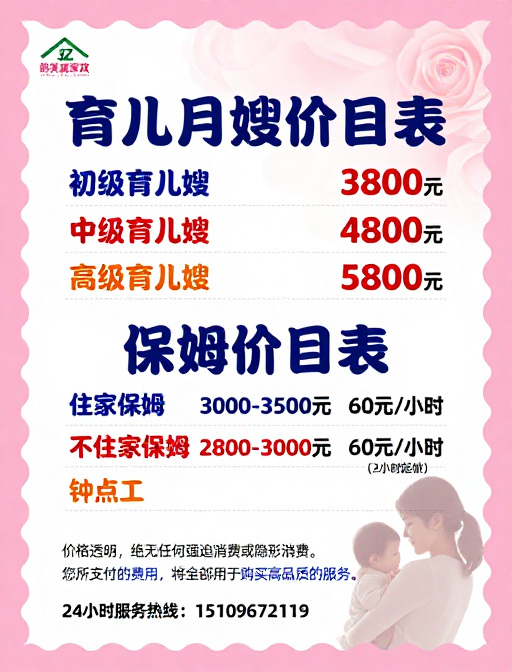 粉调家政价目表宣传海报