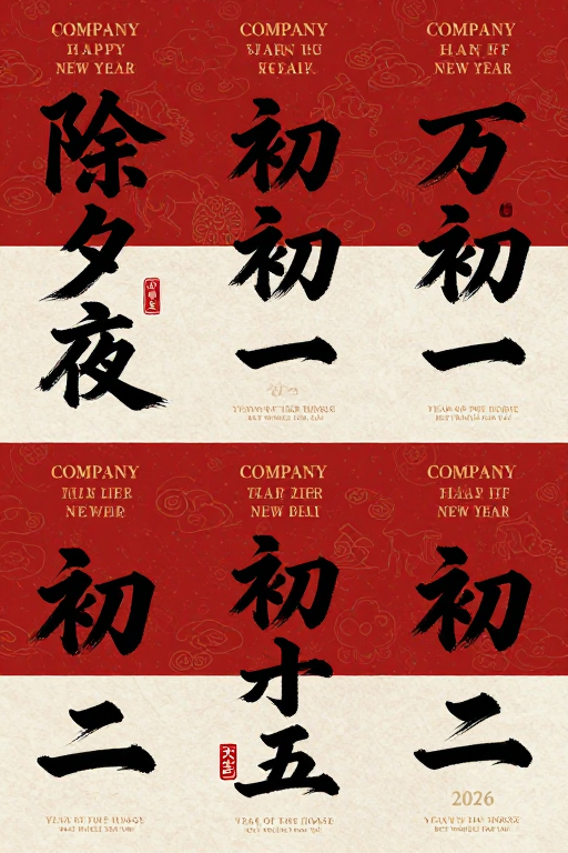 中国风新年海报：传统纹样与现代书法的喜庆融合