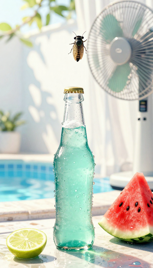 夏日清凉瞬间：汽水与光影的午后诗篇