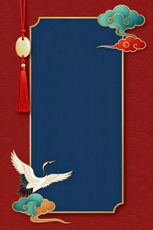 中式祥云仙鹤典雅留白文化背景图