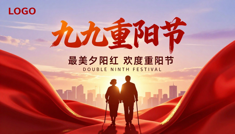 中国红金辉·重阳节人文艺术海报