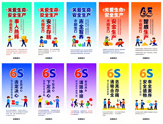 多彩渐变背景下的安全与6S管理宣传海报