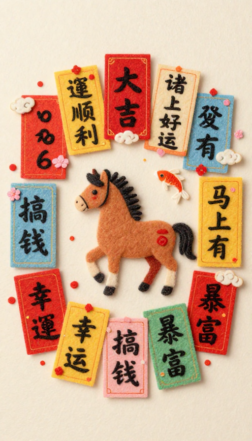 喜庆毛毡风·2026新春吉祥马卡