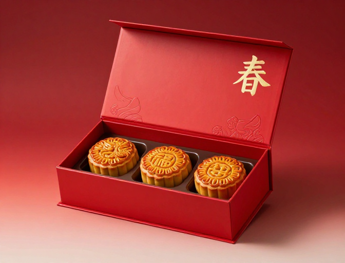 中秋红礼盒：龙凤福月，金色质感传递节日礼遇