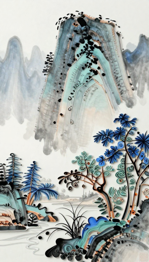 瓷面衍纸景泰蓝：水墨山水的韵律之美