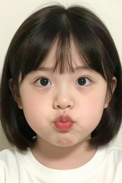 超可爱胖女孩Q萌自拍大眼睛圆脸表情