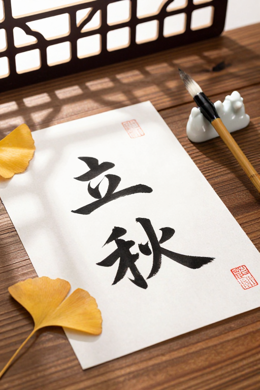 立秋墨韵：中式书桌上的节气之美