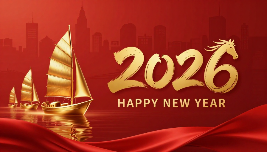 鎏金中国风2026新年喜庆插画